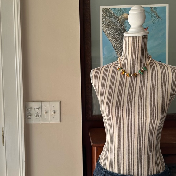 Golden Pearl & Italian Colorful Glass Beads Short Necklace Handmade OOAK - Picture 13 of 15